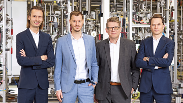 Das Management von Ineratec (v.l.n.r.): Maximilian Backhaus (CCO), Tim Böltken (CEO), Ingo Katz (COO) und Caspar Schuchmann (CFO).