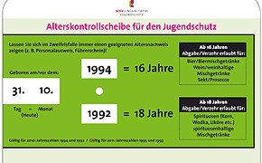 Alkoholverkauf: Altersdrehscheibe erleichtert Alterskontrolle Alterskontrollscheibe