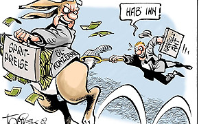 So sieht der Karikaturist Jürgen Tomicek den "Fangversuch" des Kartellamts.