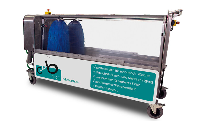 Die Fahrradwaschanlage "Bikewash" von Cyb Tech.