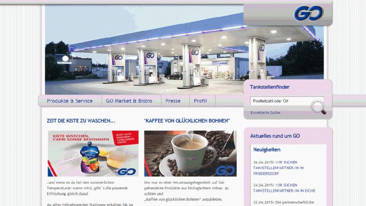Die Homepage der Go-Tankstellen