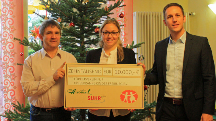 Hiestand & Suhr spenden 10.000 Euro an den Förderverein für krebskranke Kinder
