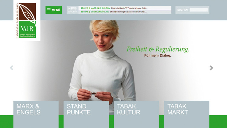 Webseite des Verband der deutschen Rauchtabakindustrie e.V.