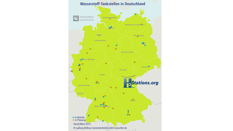Das Netz an Wasserstoff-Tankstellen in Deutschland.