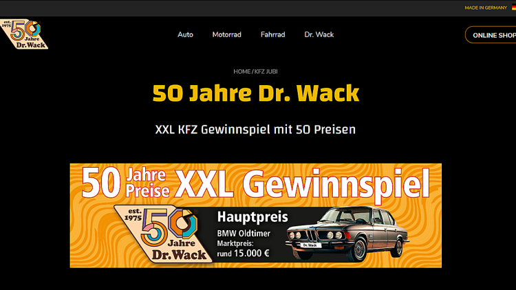 Dr. Wack Gewinnspiel_Screenshot