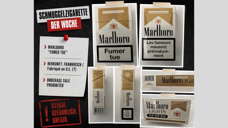 Die gefälschte Marlboro lights wirkt auf den ersten Blick legal.