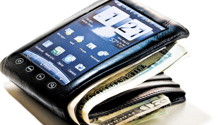 Eine Illustration einer "Mobile Wallet", der mobilen Geldbörse Smartphone