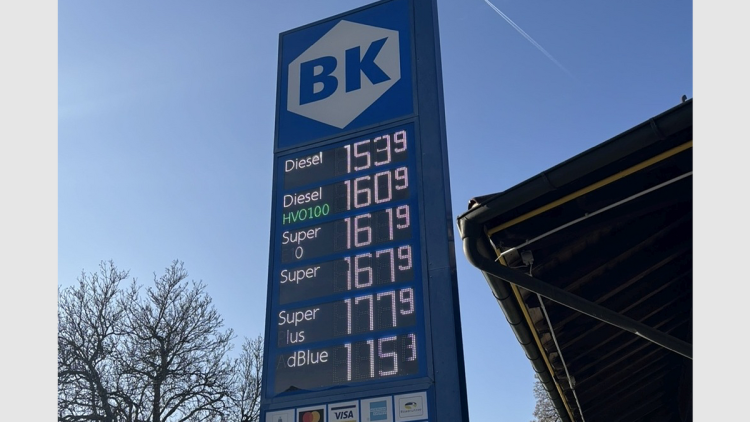 Preismast an BK Tankstelle mit HVO100