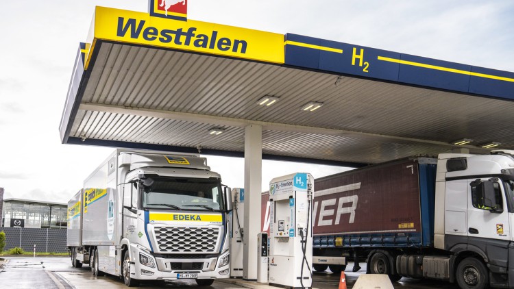 Die Wasserstoff Tankstelle von Westfalen in Amelsbüren.